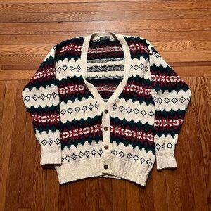 90s USA made‎ Aztec print cardigan sweater